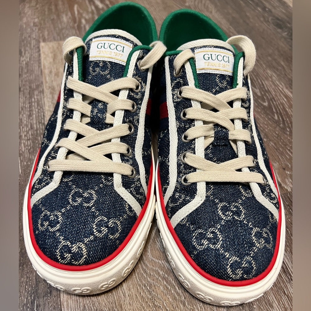Gucci Tennis 1977 Denim Blue Low Top Sneakers